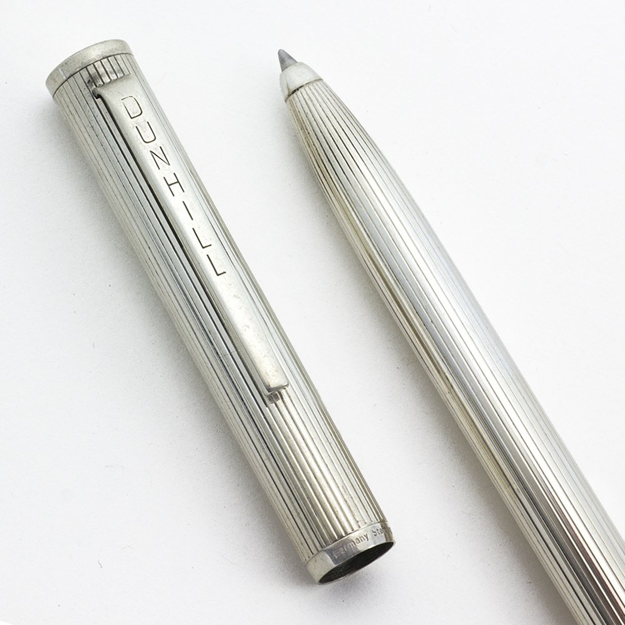 Dunhill Rollerball Pen (1980s) - Sterling Pinstripes (Excellent, Works Well)