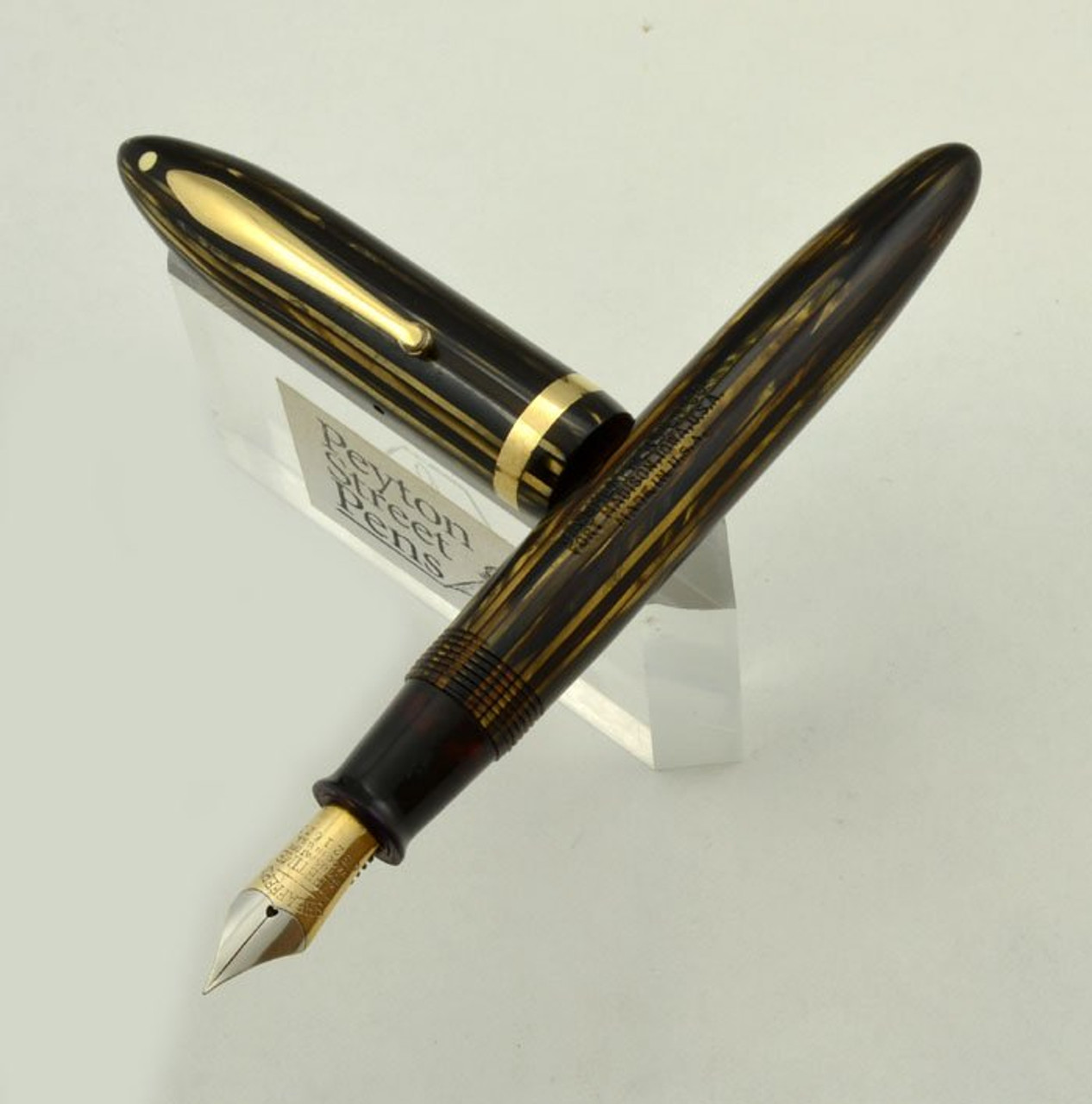 Sheaffer Balance Lifetime Oversized 1930s - Brown Striated, Lever Fill, Fine (Excellent, Restored)