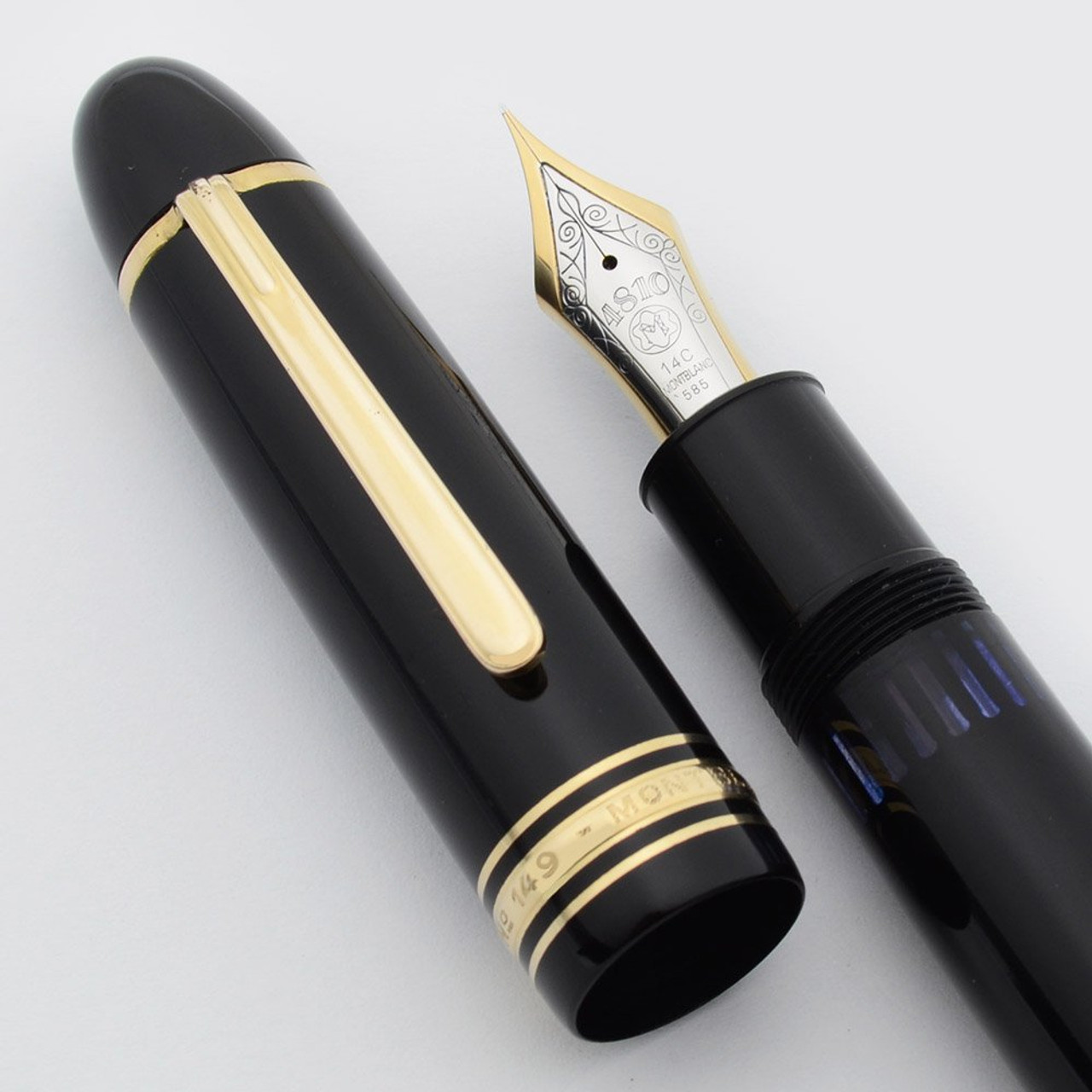 Montblanc Meisterstuck 149 Fountain Pen - 1980s, Basic Black, Piston Fill, 14c Extra Fine Nib (Very Nice, Works Well)