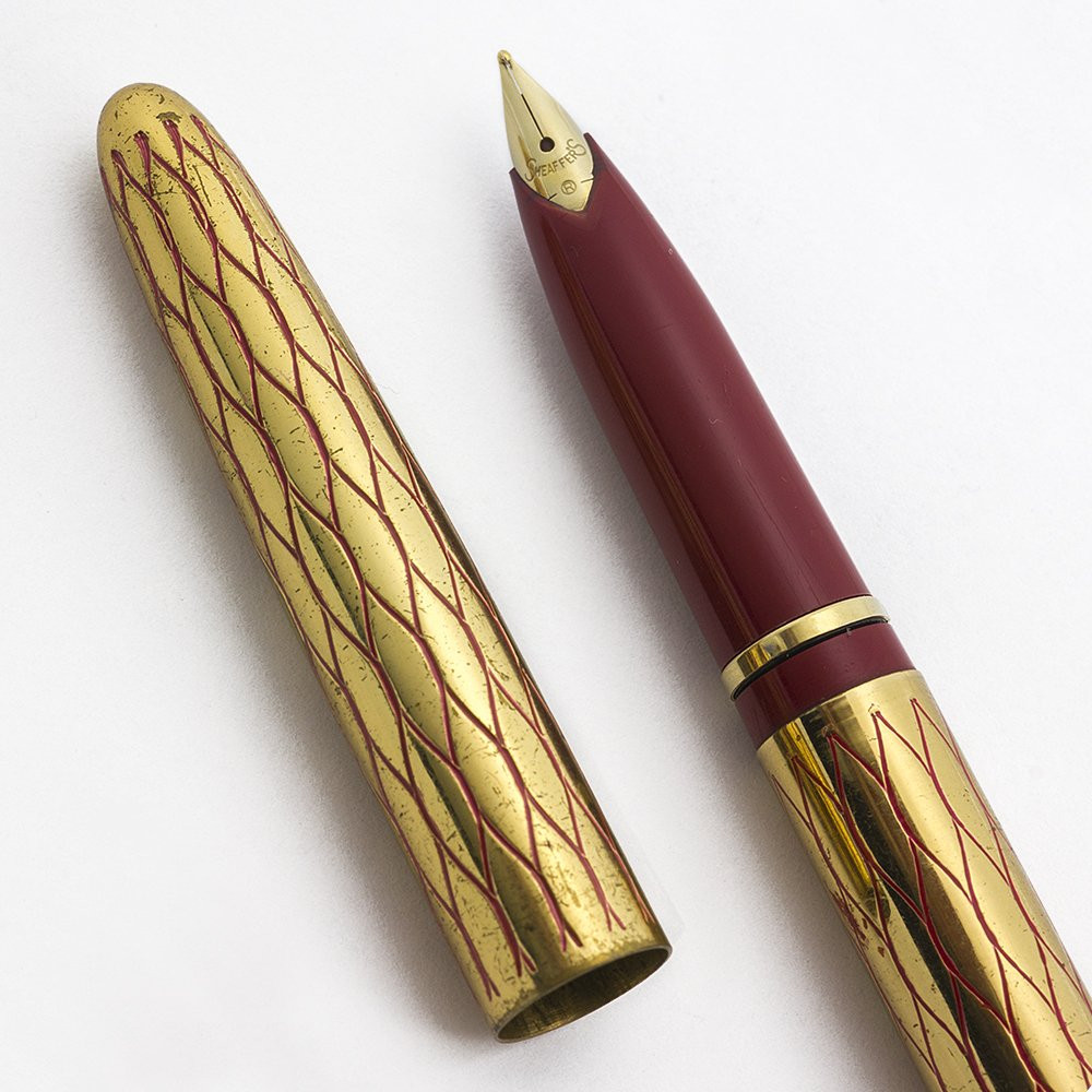 Lady Sheaffer IX Skripsert Fountain Pen 1960s - Gold Red Tulle