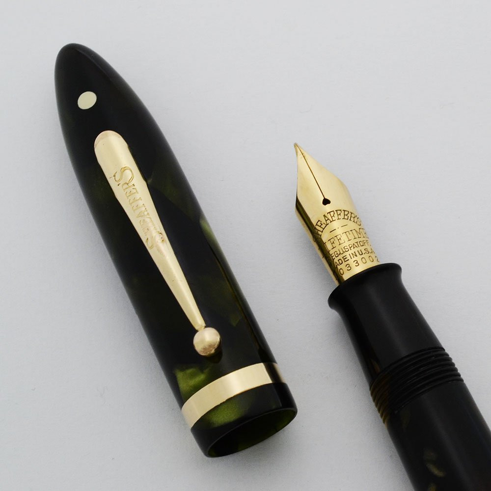Sheaffer Balance Lifetime Fountain Pen -  Oversize, Long Humped Clip, Marine Green, Fine (Excellent, Restored)