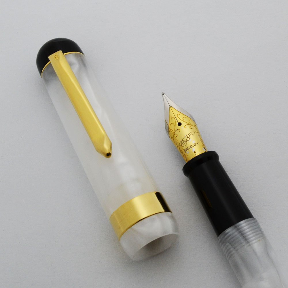 Bexley Bx802 Fountain Pen - Pearl White, Fine Steel Nib (Near Mint