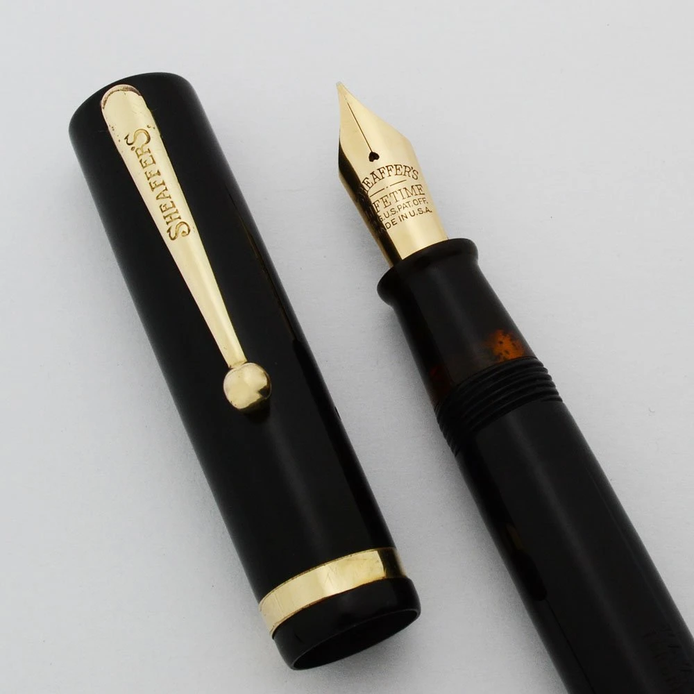 Sheaffer Lifetime Flat Top Fountain Pen - Oversized, Black, Fine (Excellent, Restored)
