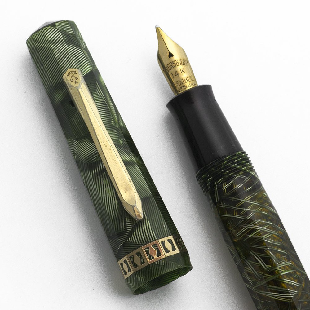 Wahl Doric Fountain Pen - Green Shell, Vac-Fil, Flexible Medium