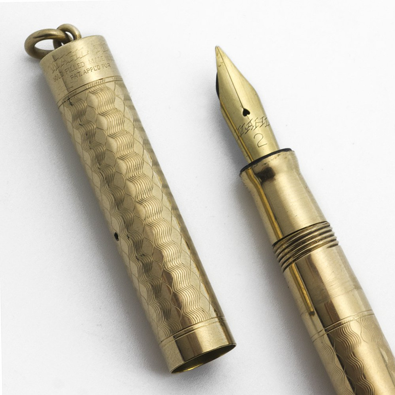 Wahl #2 Fountain Pen (1920s) - Ring Top, GF Zigzag Design, 14k Flexible Fine Nib (Excellent, Restored)
