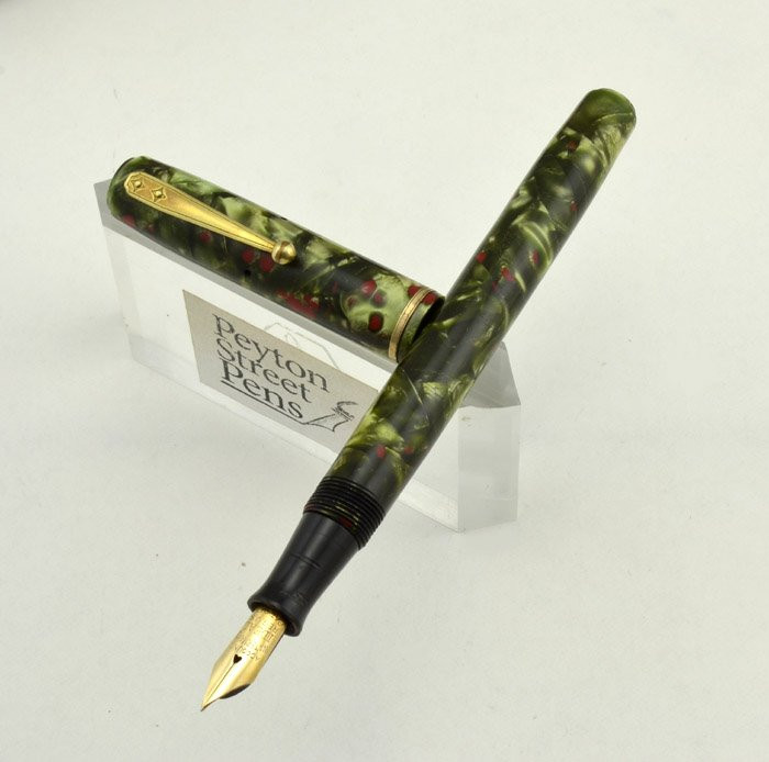 Waterman 92 - Green and Red Marble, Fine Firm 