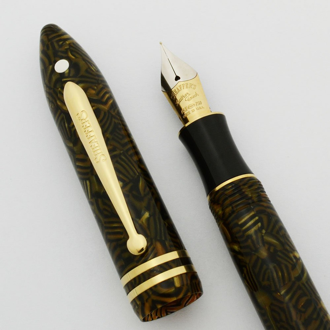 Sheaffer Levenger Balance II SE Fountain Pen - Tiger Eye, Feather Touch 18k Fine Nib (Near Mint, Works Well)