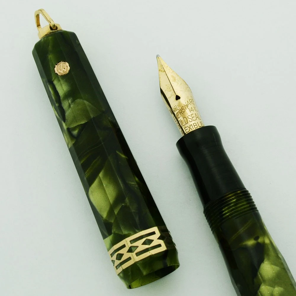 Wahl Doric Gold Seal Ring Top Fountain Pen - Full Size, Lever-Fill, Kashmir, Flexible Medium Nib (Excellent, Restored)