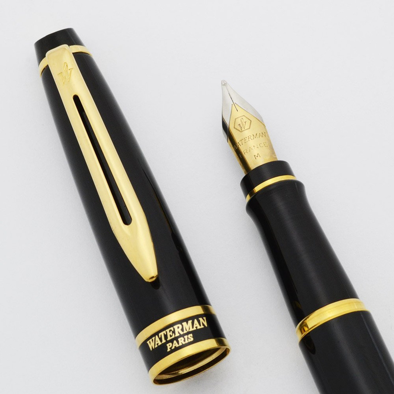 Waterman Expert II Fountain Pen - Black Lacquer, GT, Medium (Very Nice, Works Well)