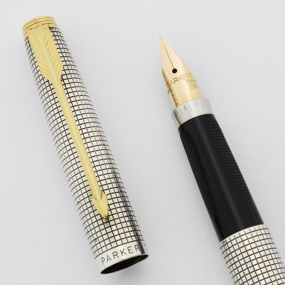 Parker 75 Ciselé 万年筆 XF ＋ Parkerボールペン Parker 75 Cisele Fountain Pen - USA, Flat Tassies, Extra Fine 14k