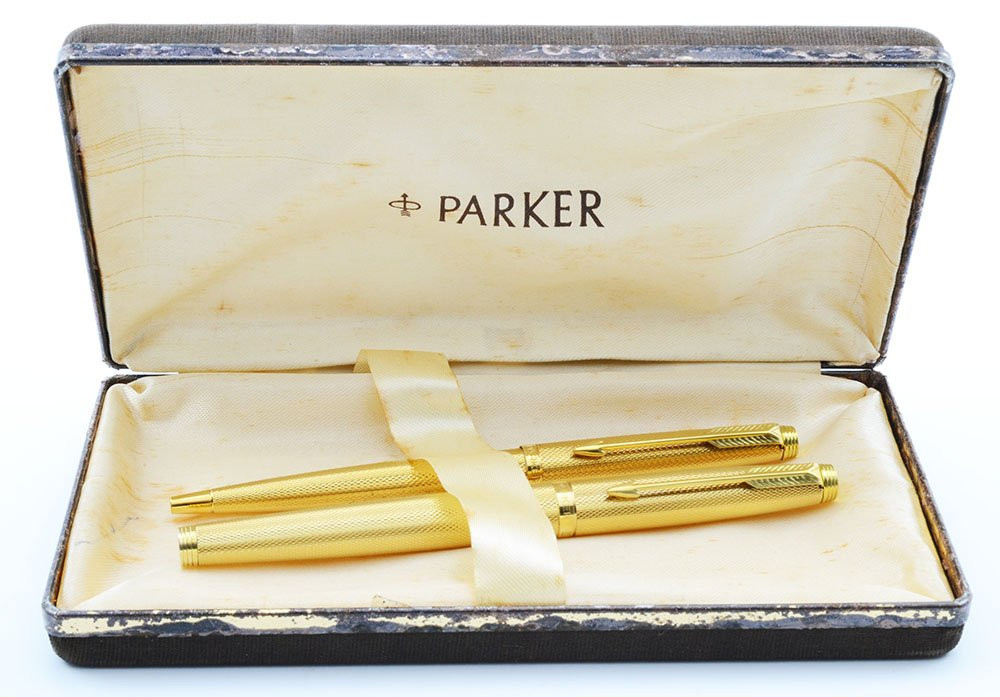 Parker 75 Fountain Pen Set - Grain d'Orge (Barleycorn), Gold