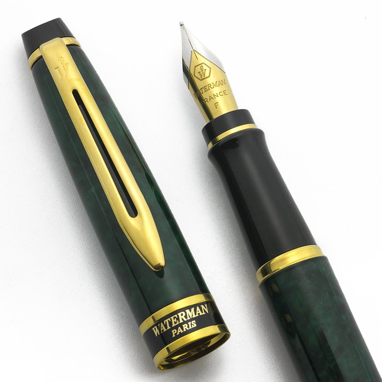 Waterman Expert II Fountain Pen - Prussian Green, GT, GP Fine Nib (Excellent +, Works Well)