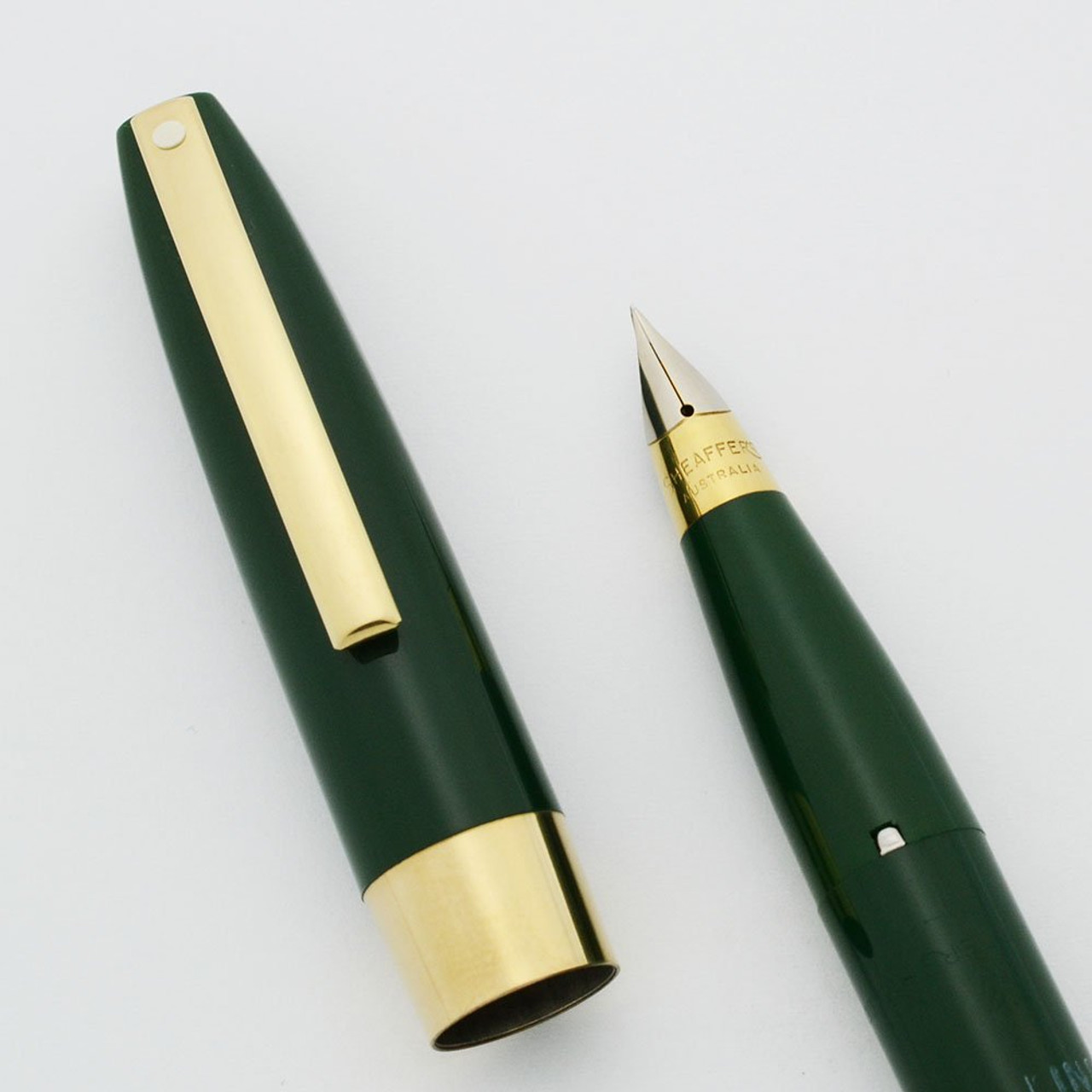 Sheaffer Imperial III Touchdown Fountain Pen (Australia) - Green, Fine Two Tone PdAg Nib (Excellent, Restored)