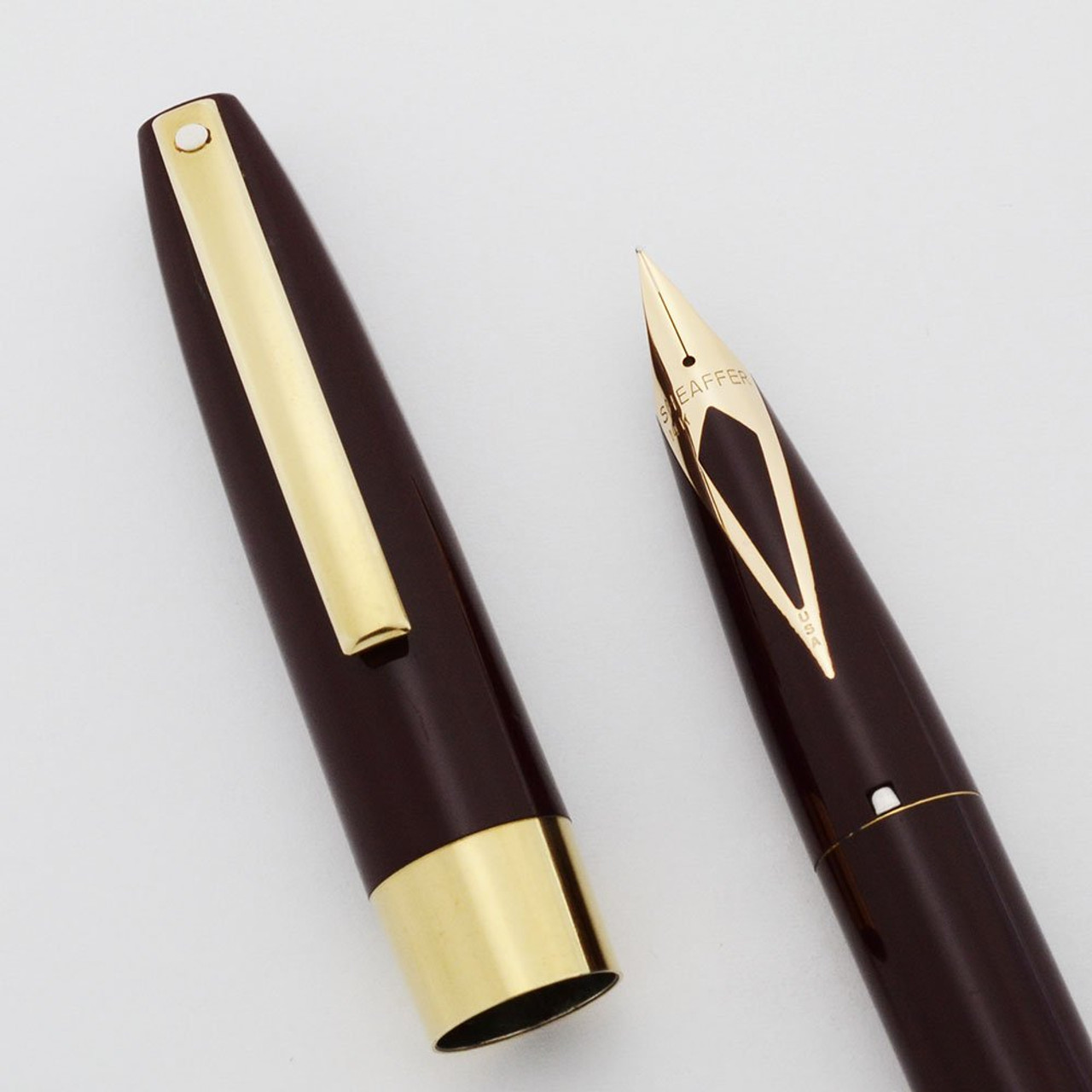 Sheaffer Imperial IV Touchdown Fountain Pen - Burgundy, Fine 14k Nib (Excellent, Restored) - 15199