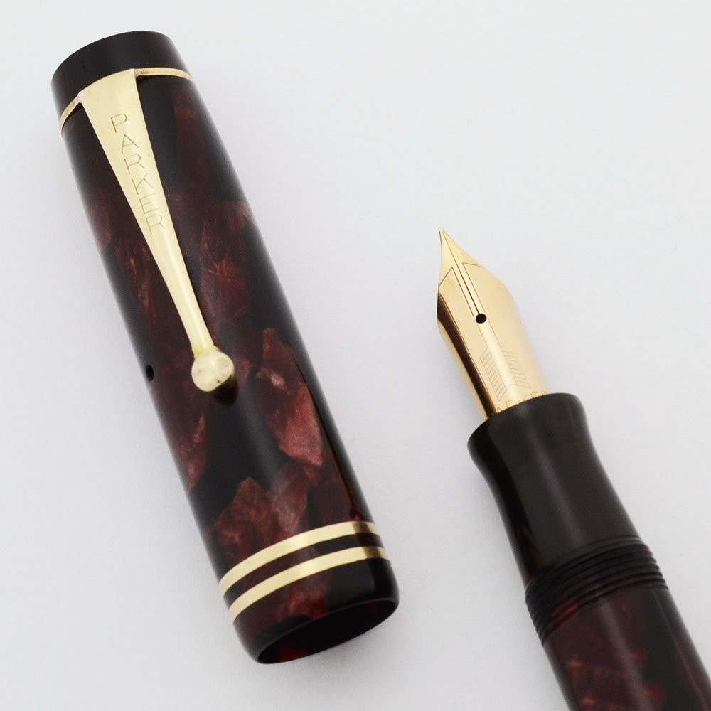 Stylo Parker Duofold Senior - Rouge Bourgogne Or - Restauré - Occasion