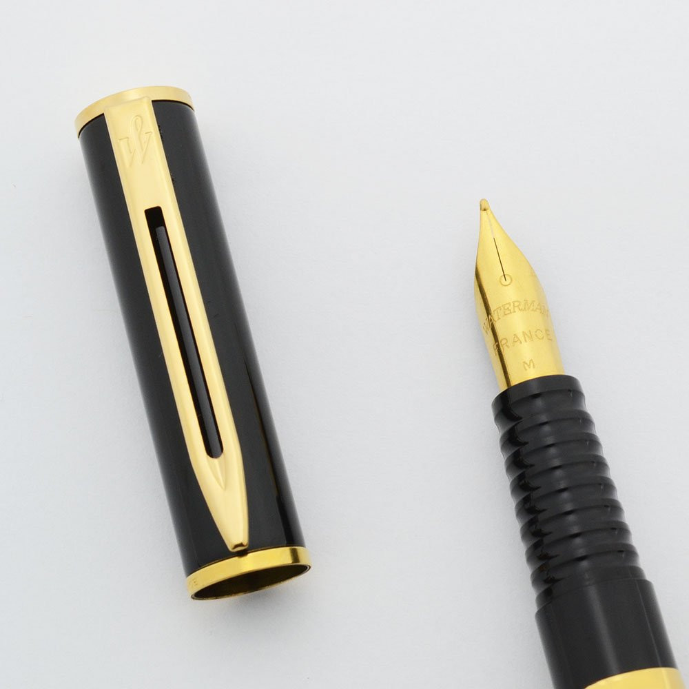 Waterman Laureat I Fountain Pen - Black Lacquer, Medium Nib (Near Mint, Works Well)