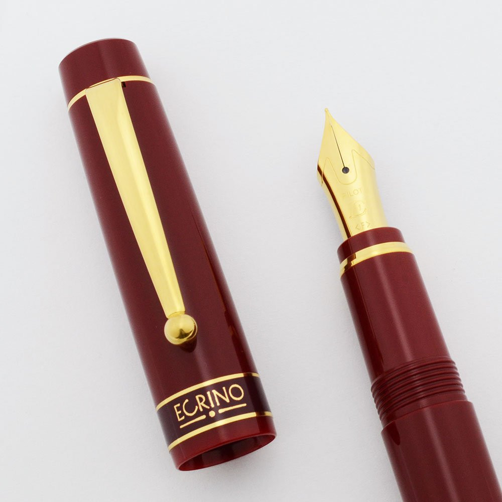 Pilot Ecrino Fountain Pen Red, Gold Trim, Fine Nib, with