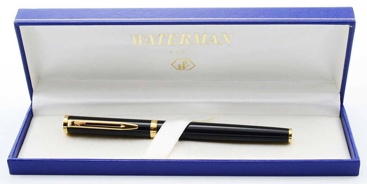Waterman Preface Fountain Pen - Black Lacquer, 18k Medium Nib (Near Mint in Box, Works Well)