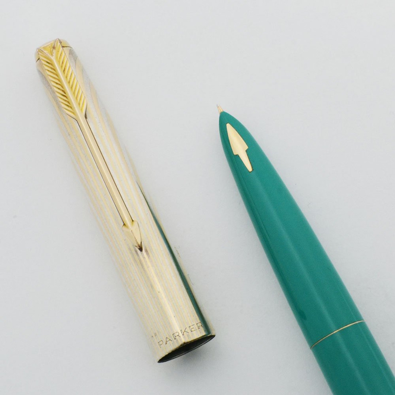Parker 61 Heritage Fountain Pen - Mark I, Surf Green, Rainbow Cap, Fine Nib (Excellent, Works Well)