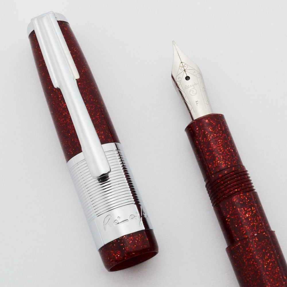 Recife Baby Press Fountain Pen - Red, Cartridge Filler, Fine Steel Nib (Near Mint, Works Well)