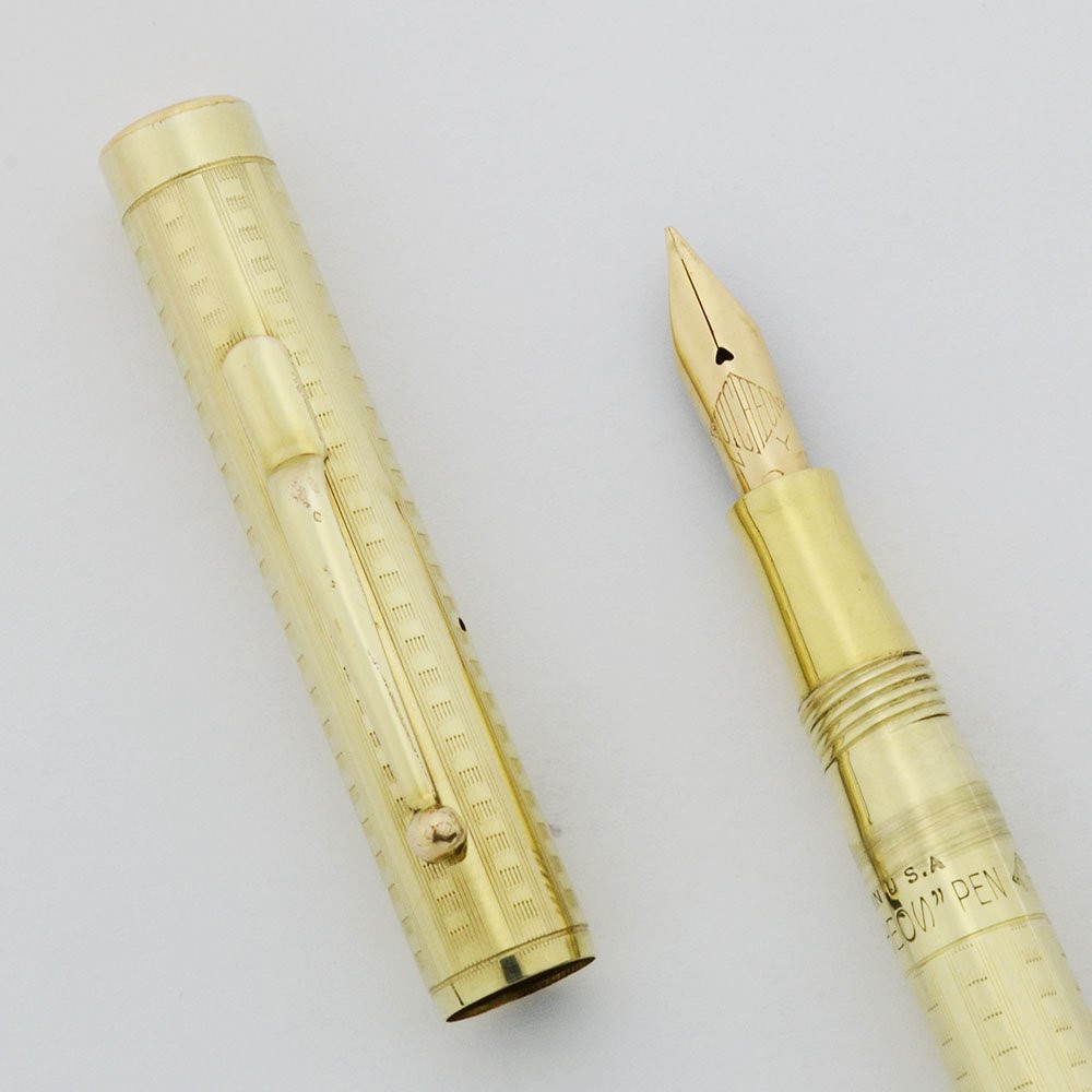 Hutcheon Brothers Fountain Pen - Gold Filled Checkerboard Overlay
