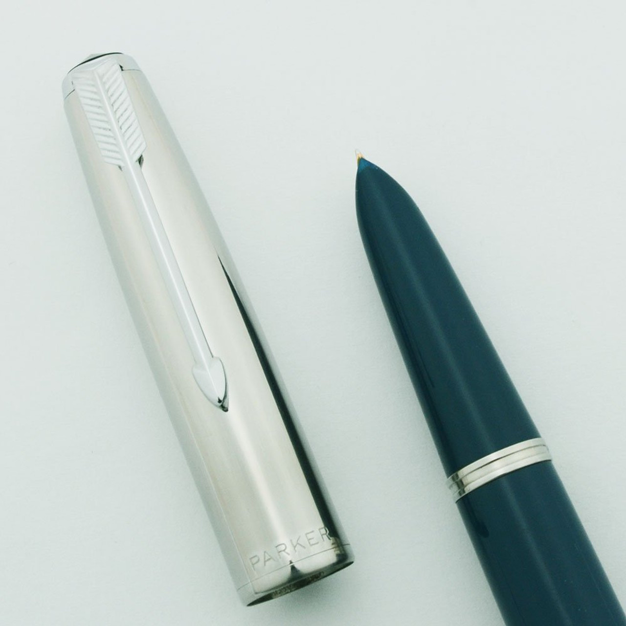 Parker 51 Special Aerometric (1948) - Teal Blue, Demi, Shiny Steel Cap,  Fine Gold Nib (Excellent, Works Well) - Peyton Street Pens