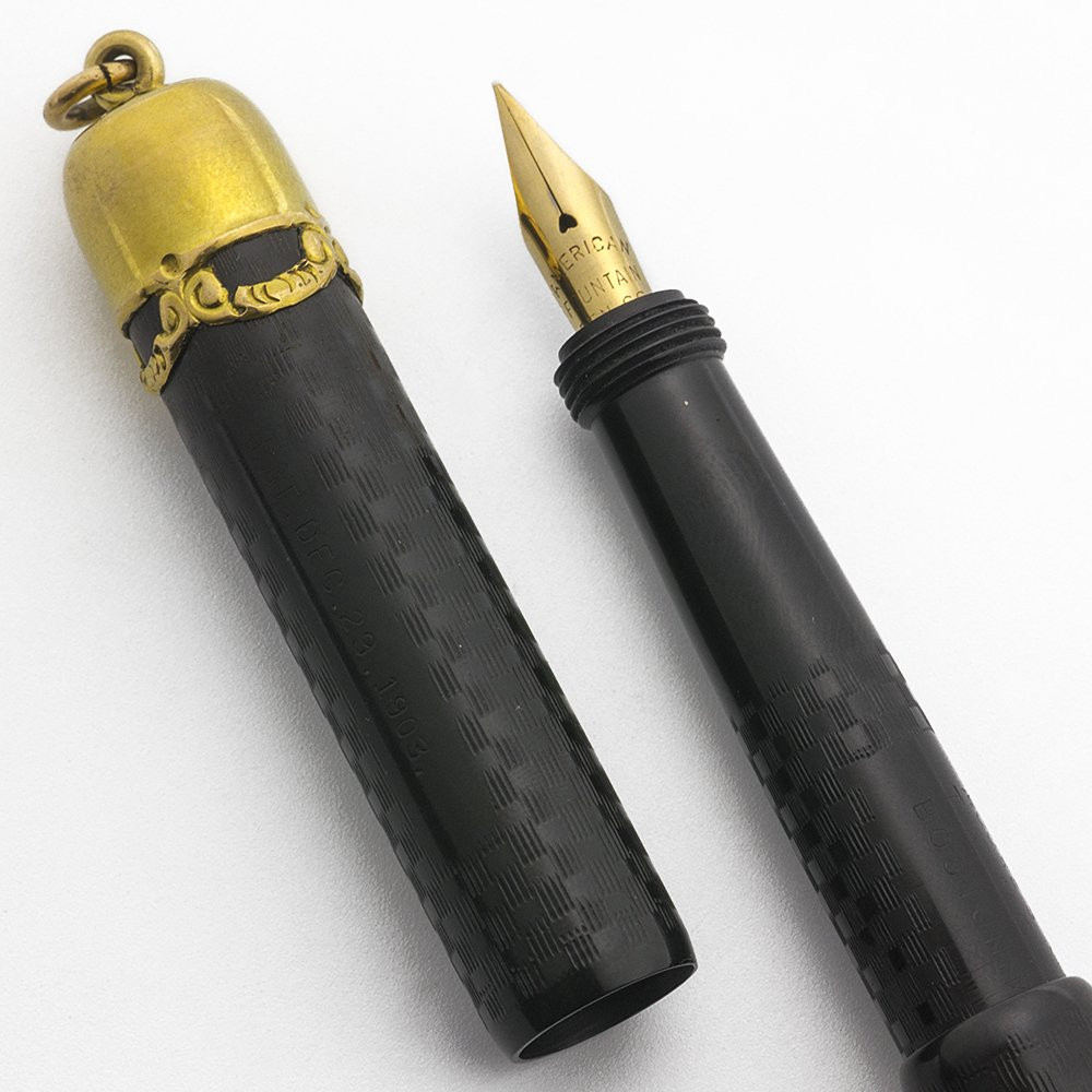 Moore Non-Leakable 250 Safety Fountain Pen - BCHR, Ornate Ring Top, Flexible Extra Fine 14k Nib (Excellent +, Restored)