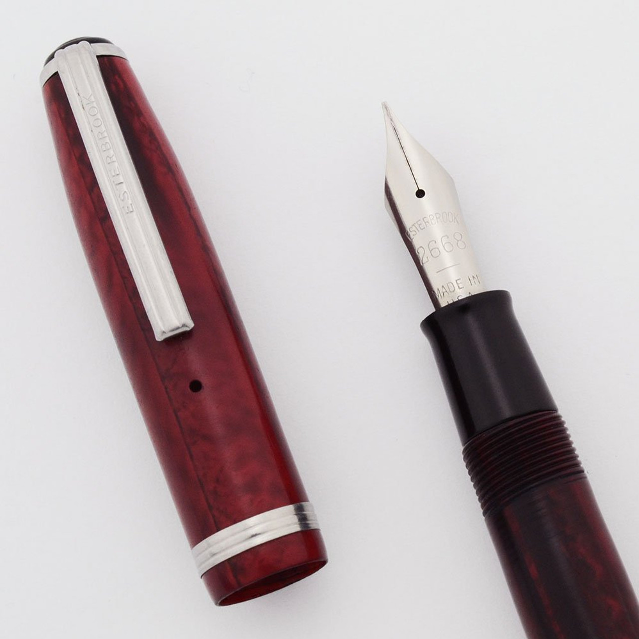 Esterbrook SJ Fountain Pen - Dubonnet Red, #2668 Firm Medium Nib (Excellent, Restored)