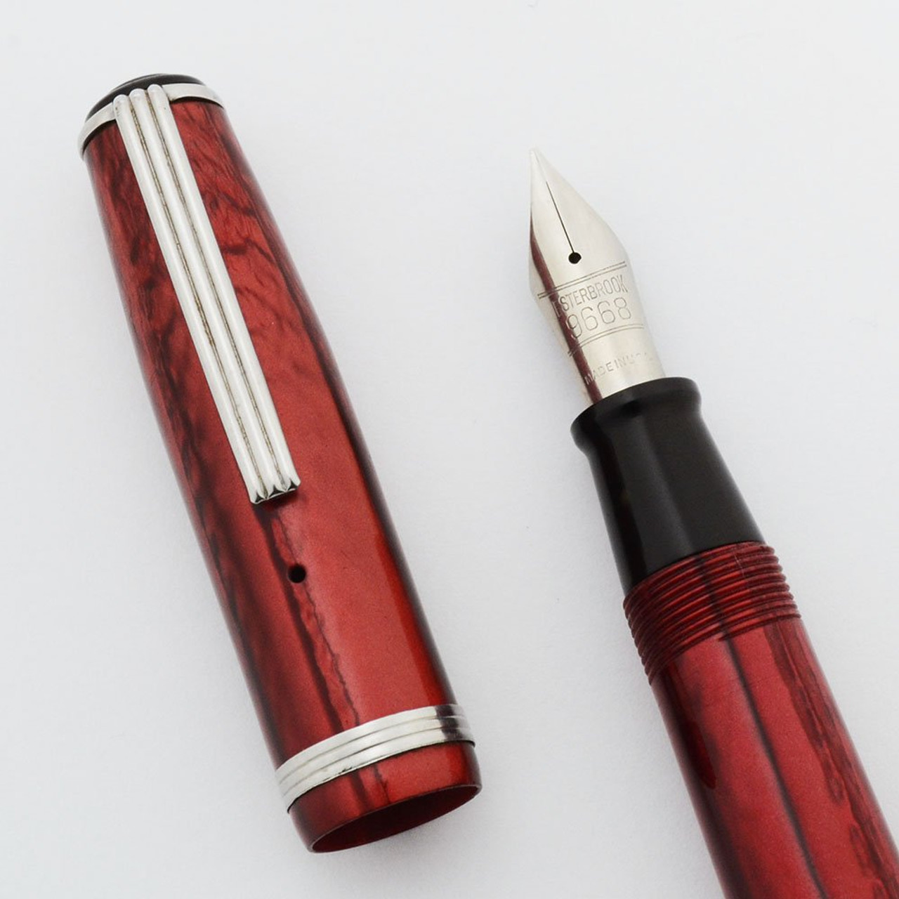 Esterbrook Transitional J Fountain Pen - Red, #9668 Firm Medium Nib (Excellent, Restored)