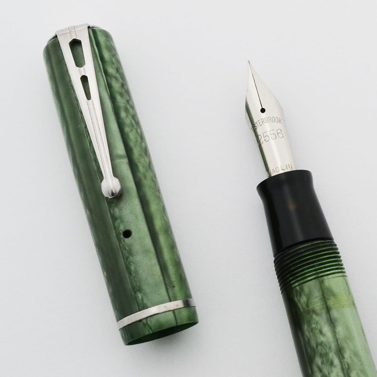 Esterbrook B Dollar Fountain Pen - Green, #2556 Firm Fine Nib (Excellent, Restored)