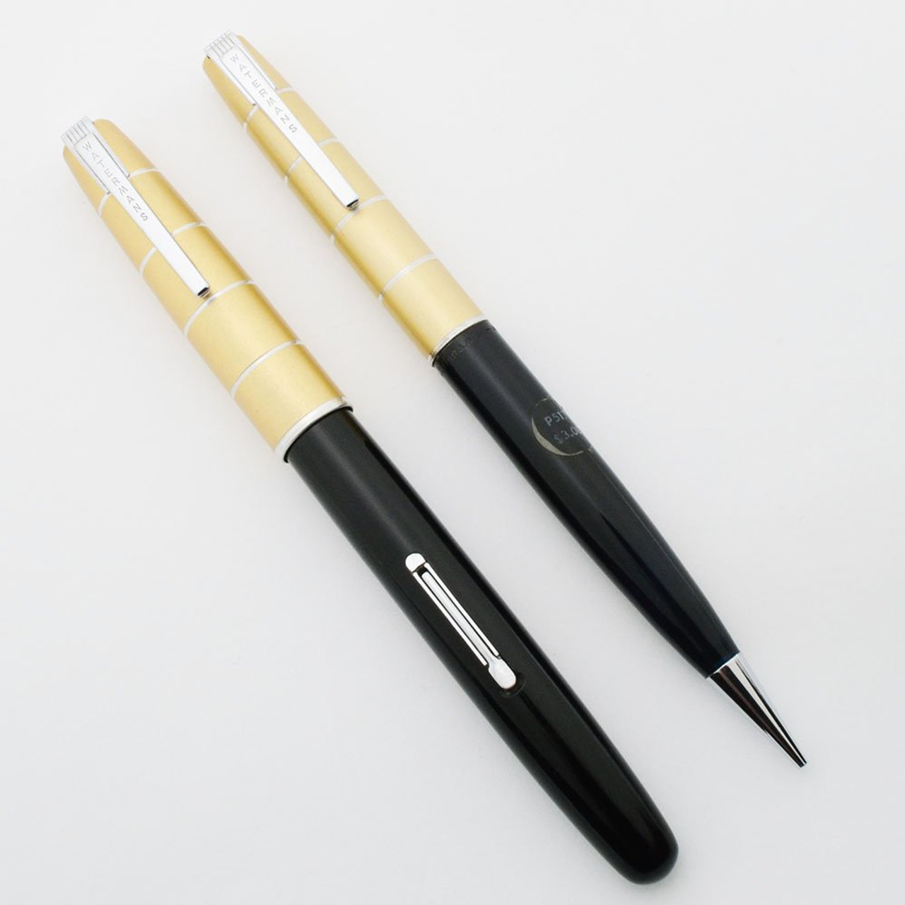 Waterman Crusader Fountain Pen Set - Black, Gold Cap, Fine