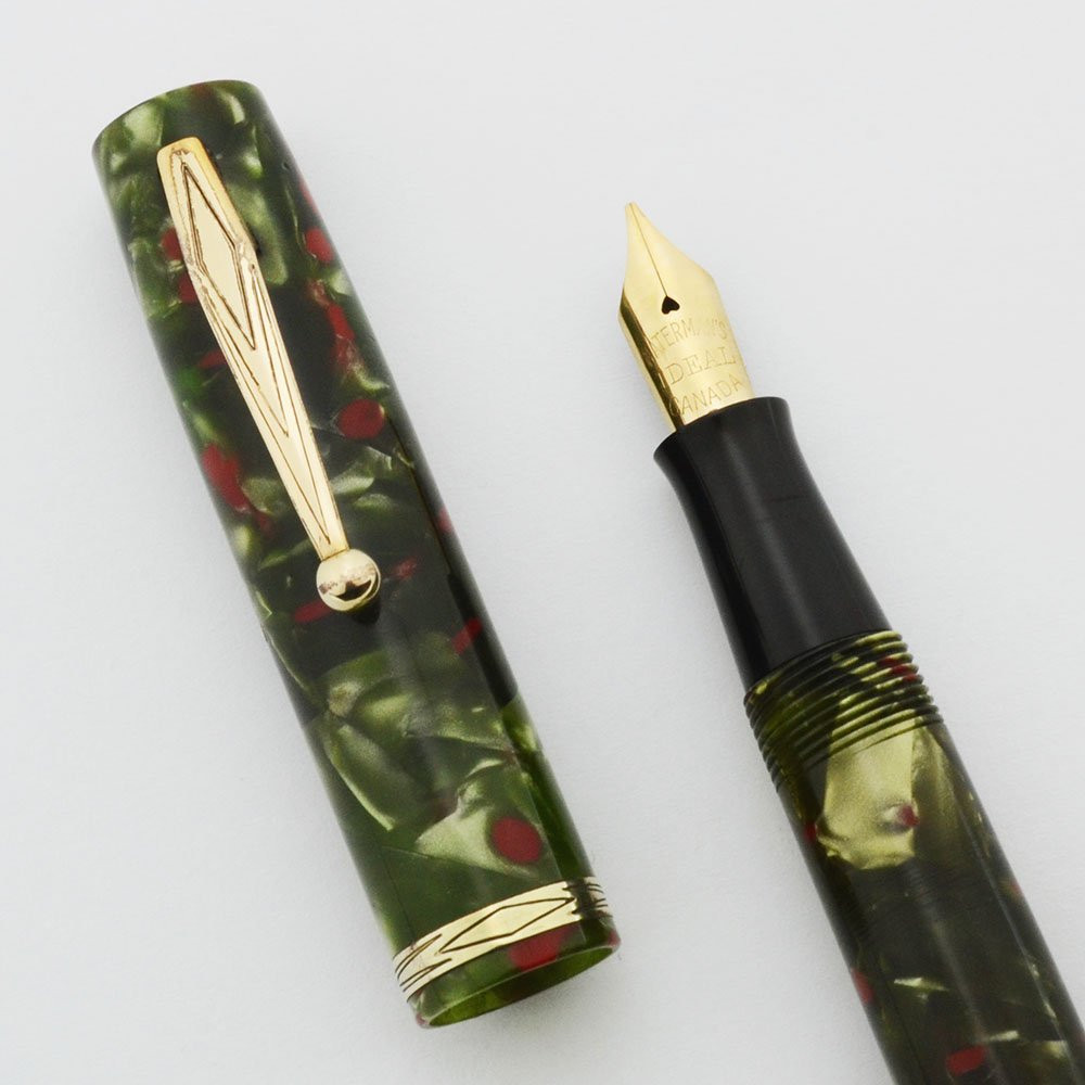 Waterman 92 Fountain Pen (Canada) - Green & Red Marble, Flexible