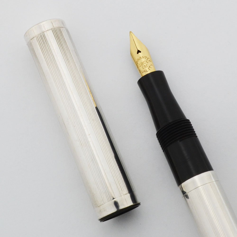 Unknown (Onoto?) Fountain Pen - Silverplated over BHR, Lever Filler, 14k Flexible Fine (Superior, Restored)