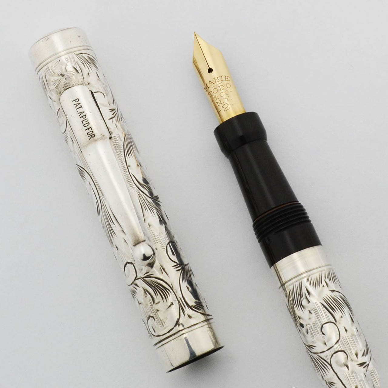 Mabie Todd Swan Fountain Pen - Full Size, Sterling over BHR, Extra Fine Flexible Nib (Superior, Restored)