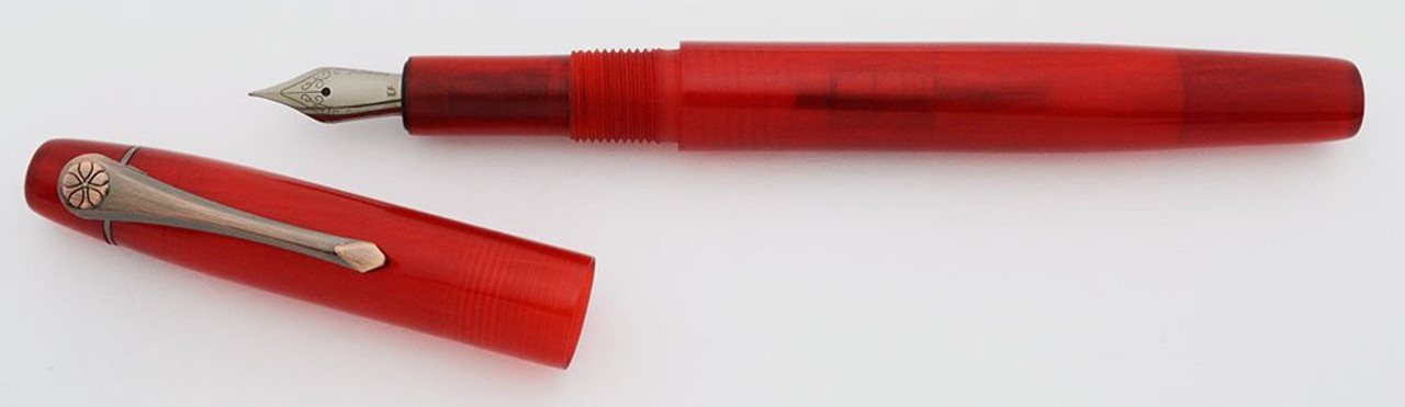 PSPW Prototype Fountain Pen - Transparent Red Alumilite w Clip, Oversize, #5 JoWo Nib (New)