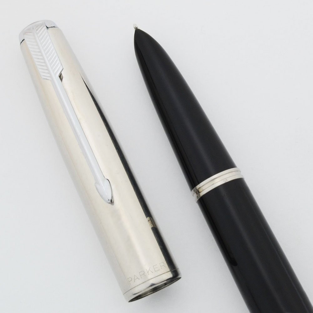 Parker 51 Special Aerometric (1951) - Black, Shiny Steel Cap, Medium Nib (Excellent, Works Well)