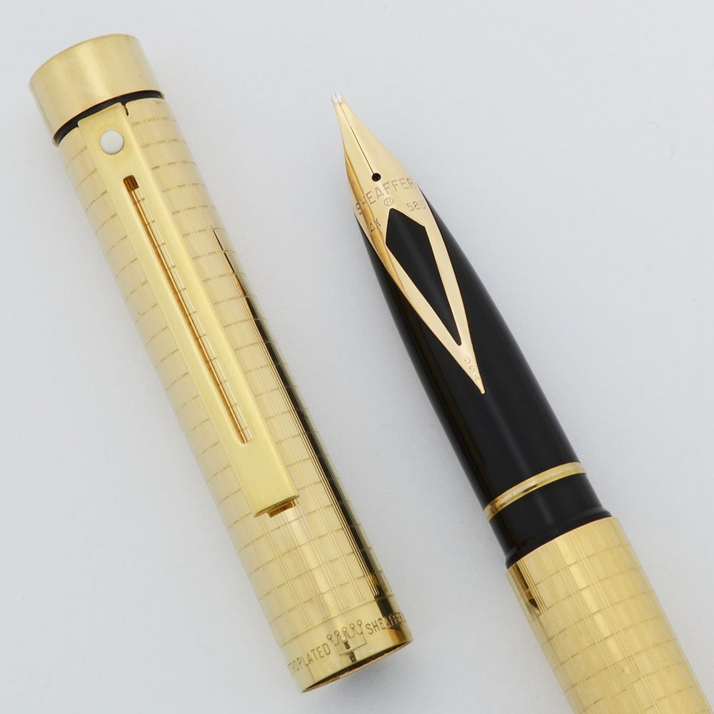 Sheaffer Targa 1007 Fountain Pen - Gold Squares, Stub 14k Nib