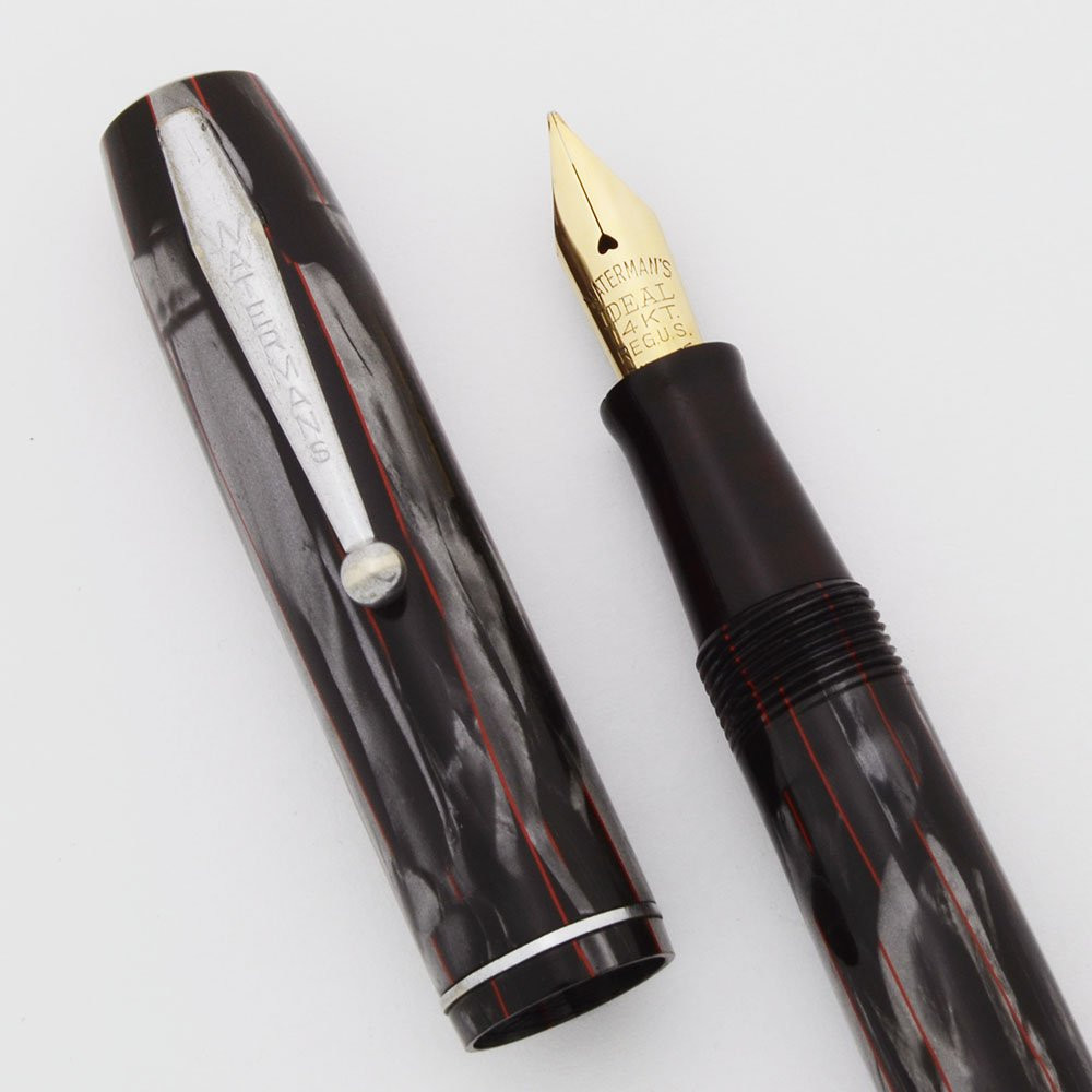 Waterman 32A Fountain Pen - Grey w Red Veins, Full Flex Fine Ideal