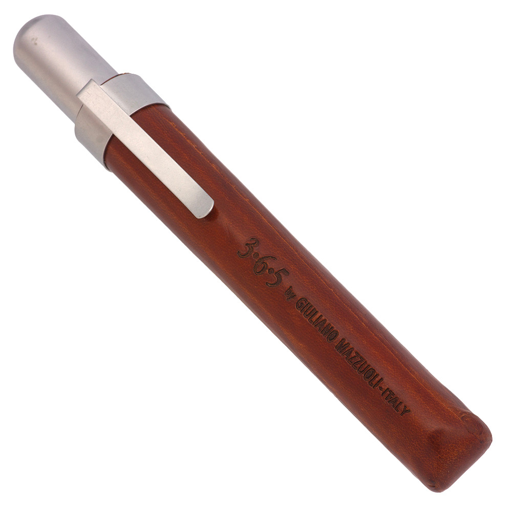 Giuliano Mazzuoli 365 Rollerball w Leather Case -  Brushed Chrome (Excellent, Works Well)