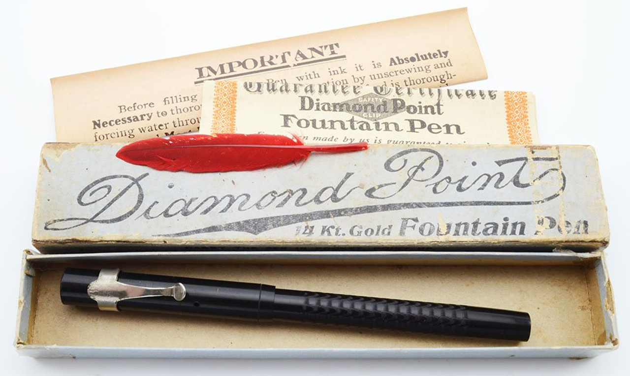 Diamond Point Safety Clip Fountain Pen - BCHR, Eyedropper, Flexible Medium 14k Nib (Superior in Box, Works Well) Diamond Point Safety Clip Fountain Pen - BCHR, Eyedropper, Flexible Medium 14k Nib (Superior in Box, Works Well)