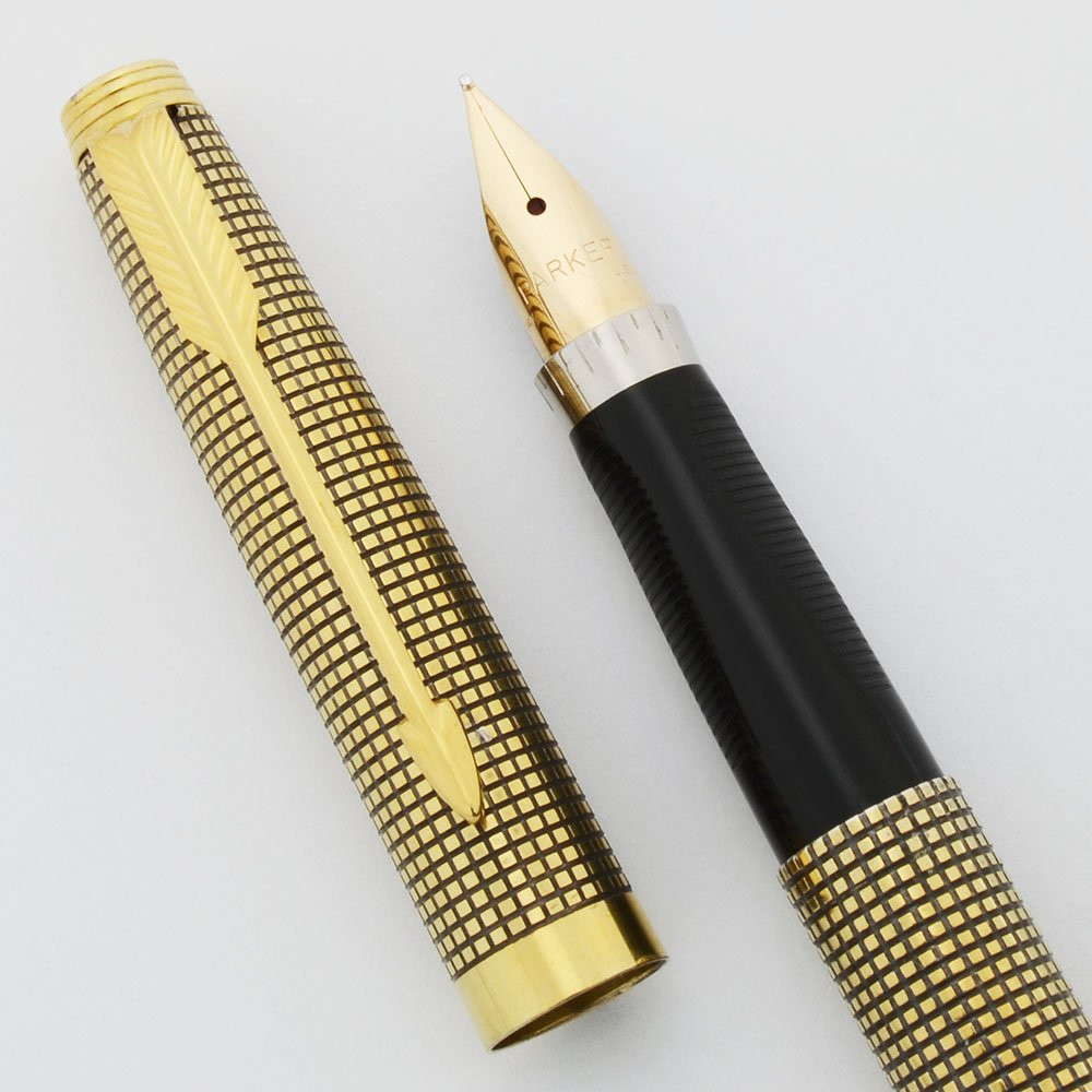 Parker 75 Cisele Fountain Pen - Sterling Vermeil, USA, Dish Tassies, Medium 14k Nib (Very Nice, Works Well)