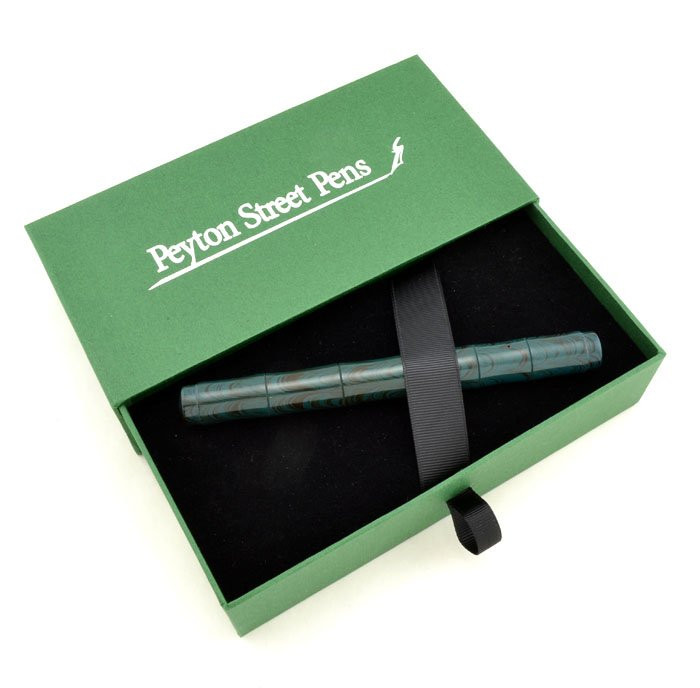 Ranga Ebonite Bamboo - Blow-Filler, 14k Broad Nib, Smooth Blue Ripple