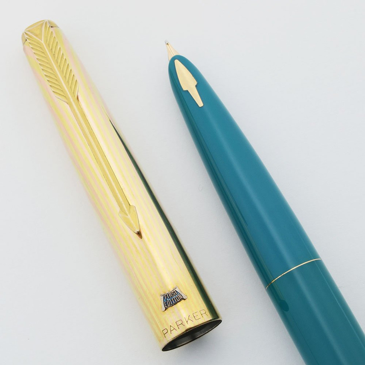 Parker 61 Heirloom Fountain Pen - First Year, Vista Blue, Rainbow Cap, Medium Nib (Excellent +, Works Well)