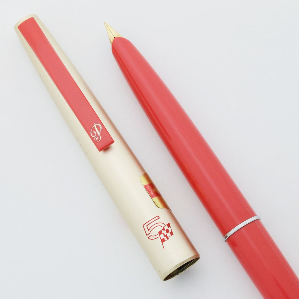 Pilot "5" Pocket Fountain Pen (1970s) - Pink & Pearl, GP Fine Nib (Excellent, Works Well)