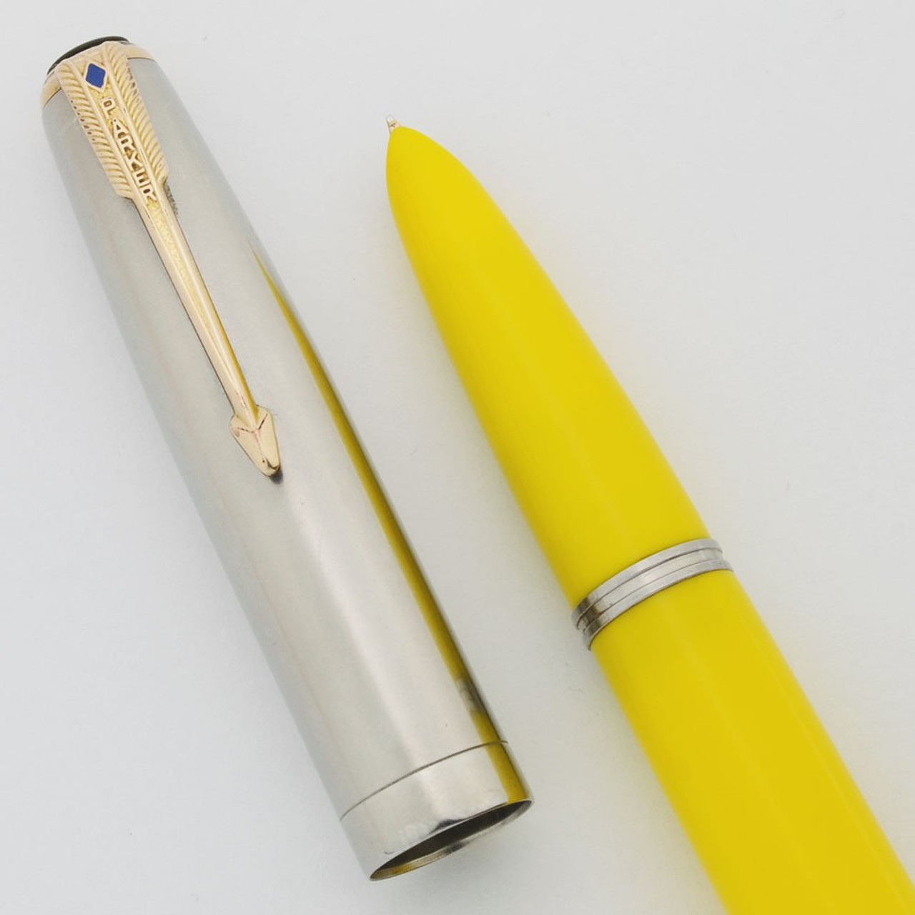 Parker 51 Ariel Kullock "Fantasy" Aerometric - Bright Yellow, Lustraloy Cap, New Old Stock Fine Nib (Superior, Works Well)