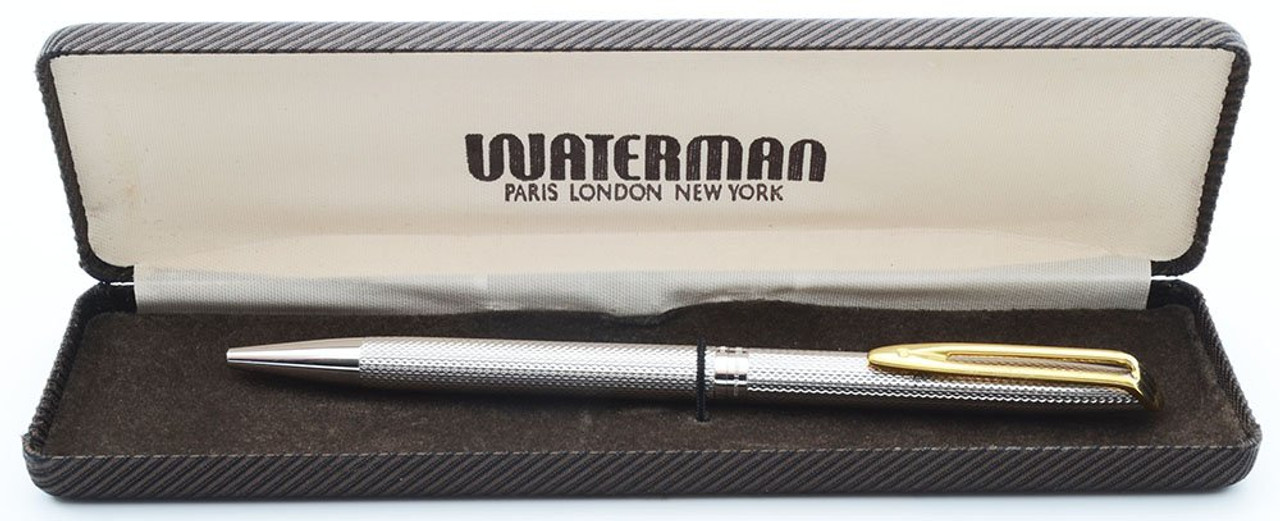 Waterman CF Ballpoint Pen -  Silver Barleycorn with Gold Trim (New Old Stock, In Original Box)