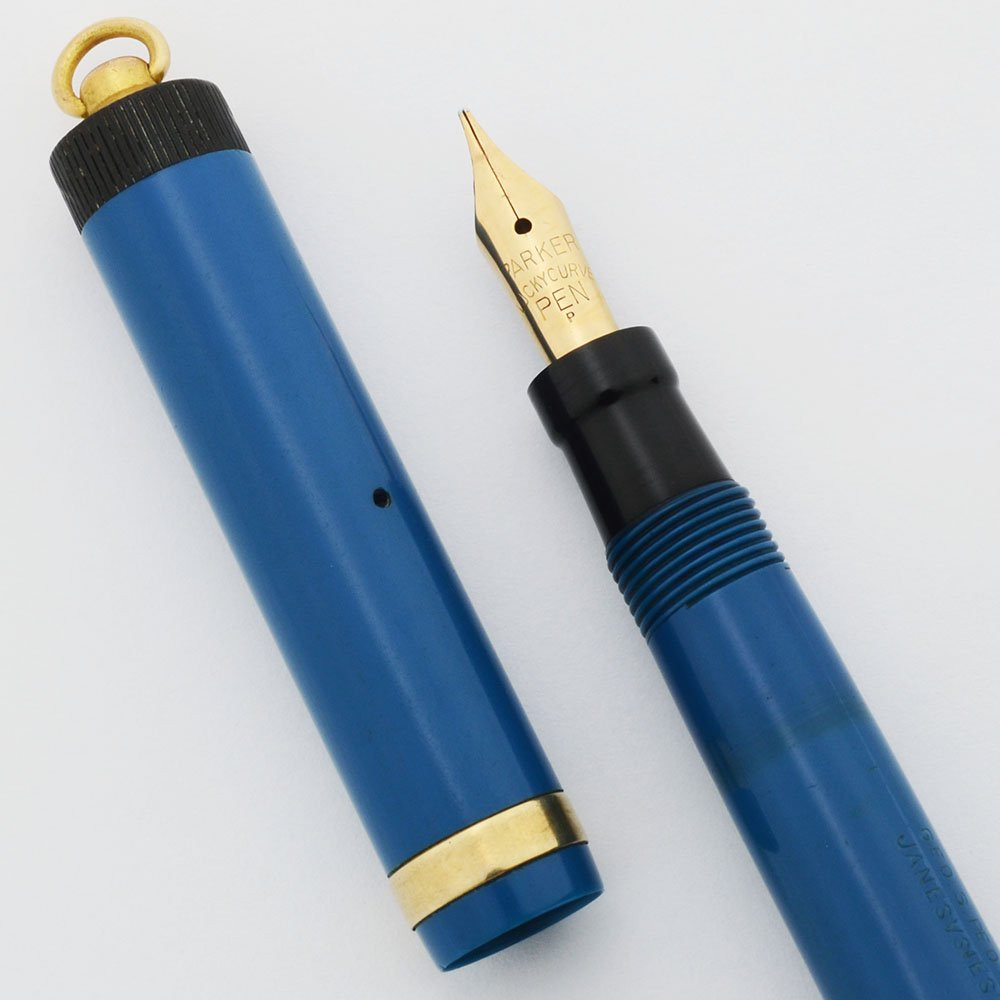 【新品未使用】PARKER 万年筆 ブルー×ゴールド IRIDIUM POINT Parker Duofold Lucky Curve Pastel Fountain Pen - Naples Blue, Ring