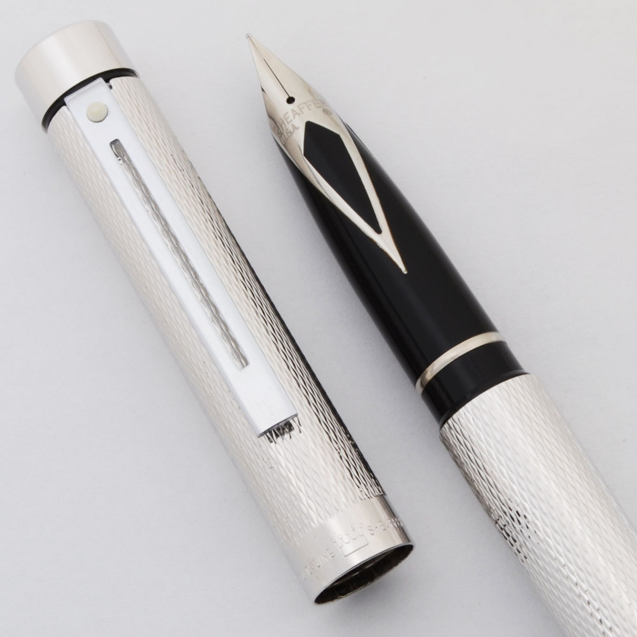 【HYERES LOR】23FW★ H edition Silver (W) Penidor Onyx Nc Sheaffer TARGA 1008 Fountain Pen - Silver Plated Barleycorn