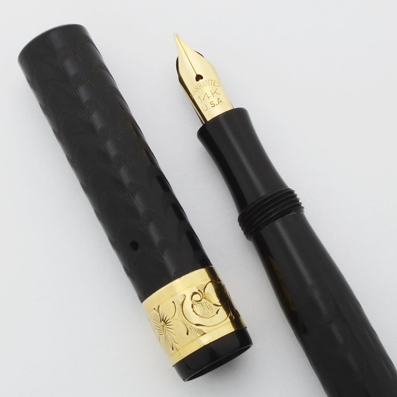 Star Pen Co. Fountain Pen (1920s) - BCHR, Wide Cap Band, Fine Flexible 14k Nib (Superior, Restored)