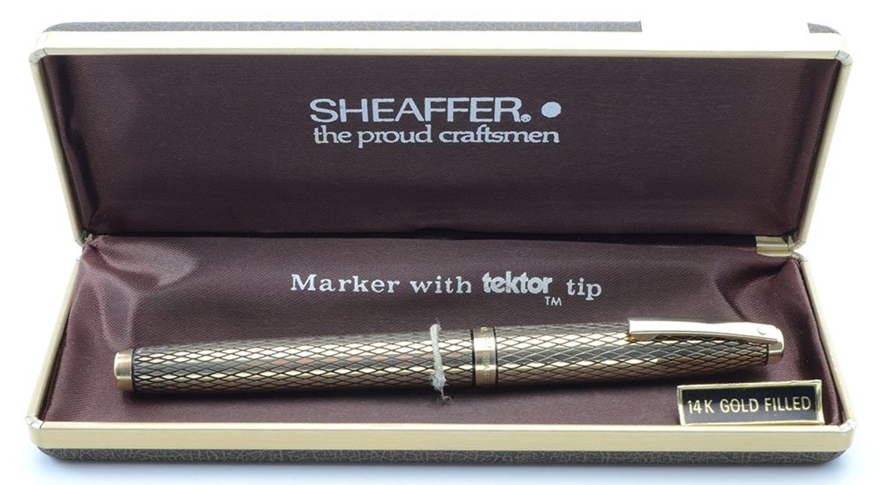 Sheaffer Imperial Sovereign Fountain Pen - GF Diamond Design, Medium 14k V-Inlay Nib (New Old Stock in Box)